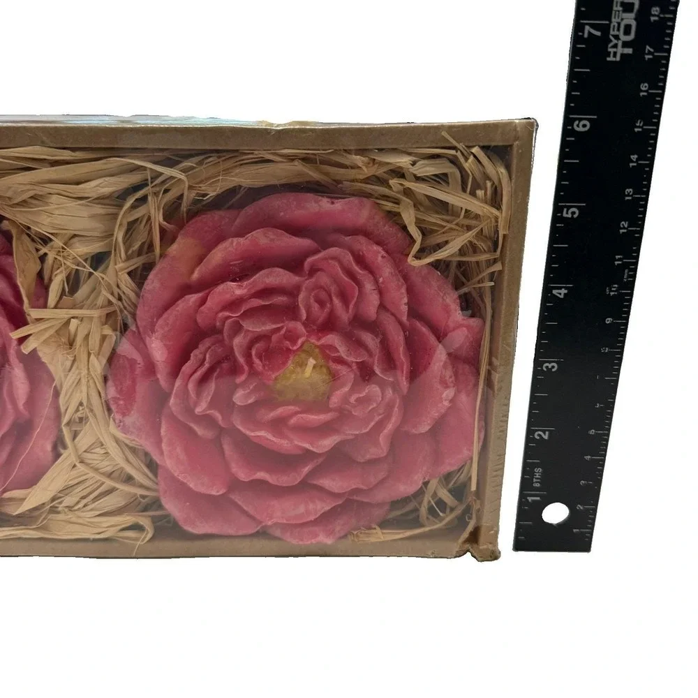 Vintage Pottery Barn Pink Rose Floating Candles Set 2 Large Y2K New in Box